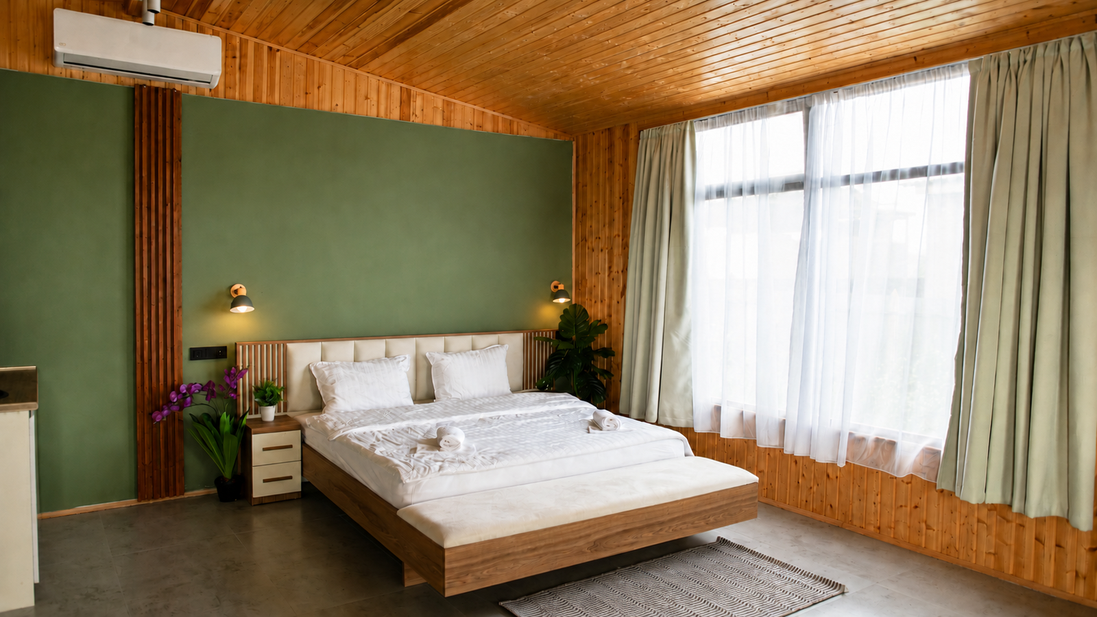 Skyview Wooden Cabin warm wooden interior